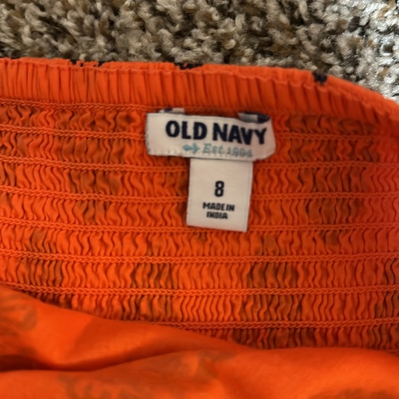 Strapless orange and navy blue summer dress - Picture 5 of 7